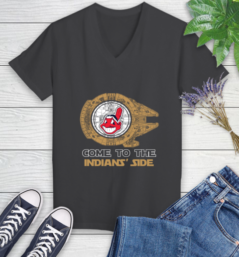 MLB Come To The Cleveland Indians Side Star Wars Baseball Sports Women's V-Neck T-Shirt 8