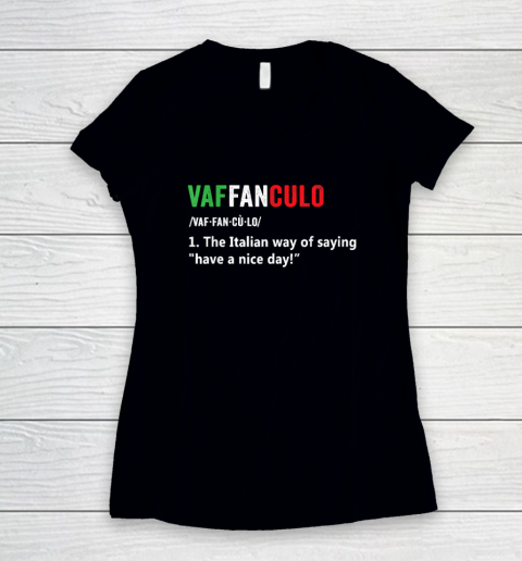 Vaffanculo Italy Slang Gag Gift Siclian Funny Italian Women's V-Neck T-Shirt