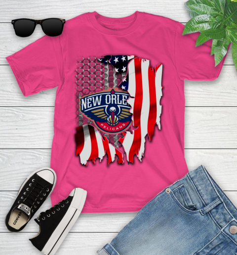 New Orleans Pelicans NBA Basketball American Flag Youth T-Shirt 11