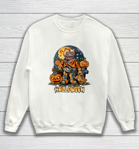 Pumpkin Cat Character for Halloween Sweatshirt