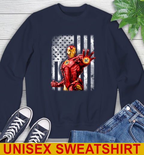 Milwaukee Brewers MLB Baseball Iron Man Avengers American Flag Shirt Sweatshirt 2