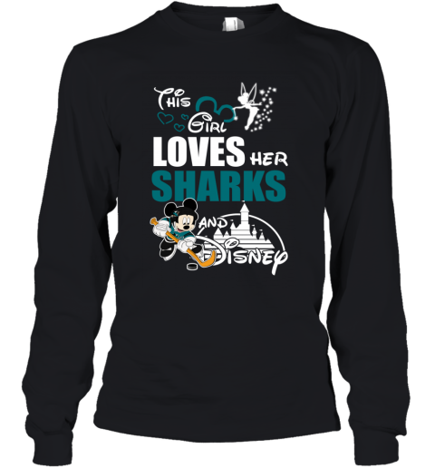 Girl Love Her SAN JOSE SHARKS And Mickey Disney nrjn girl love her san jose sharks and mickey disney youth long sleeve 50 front black