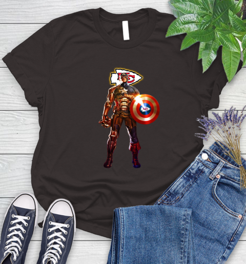 NFL Captain America Marvel Avengers Endgame Football Sports Kansas City Chiefs Women's T-Shirt 8