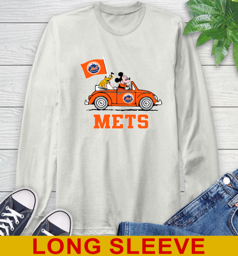MLB Baseball New York Mets Pluto Mickey Driving Disney Shirt Long Sleeve T-Shirt 12
