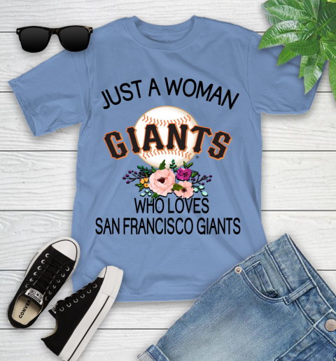 MLB Just A Woman Who Loves San Francisco Giants Baseball Sports Youth T-Shirt 9