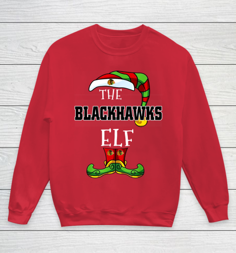 Chicago Blackhawks Christmas ELF Funny NHL Youth Sweatshirt 7