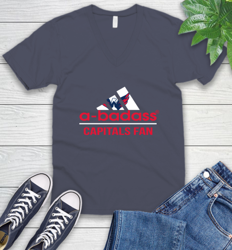 NHL A Badass Washington Capitals Fan Adidas Hockey Sports V-Neck T-Shirt 7
