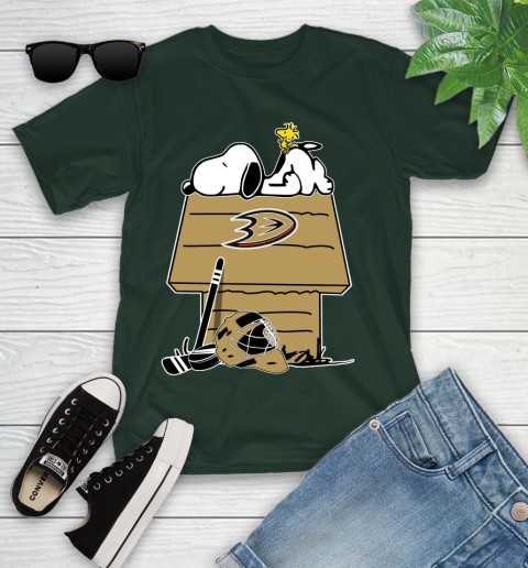 Anaheim Ducks NHL Hockey Snoopy Woodstock The Peanuts Movie Youth T-Shirt 5