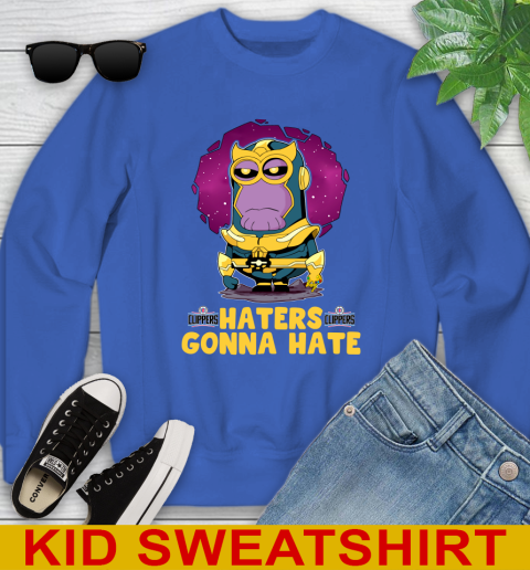 NBA Basketball LA Clippers Haters Gonna Hate Thanos Minion Marvel Shirt Youth Sweatshirt - Image 8