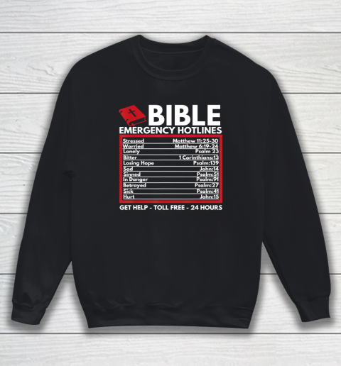 Bible Emergency Numbers  Funny Christian Bible Sweatshirt
