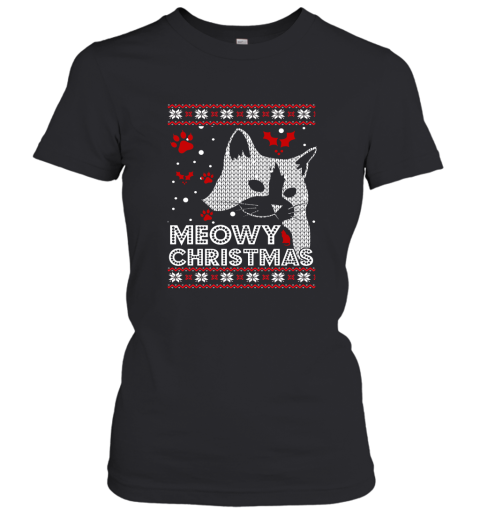 Meowy Christmas Ugly Christmas Holiday Adult Crewneck Women's T-Shirt