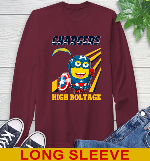 NFL Football Los Angeles Chargers Captain America Marvel Avengers Minion Shirt Long Sleeve T-Shirt 7