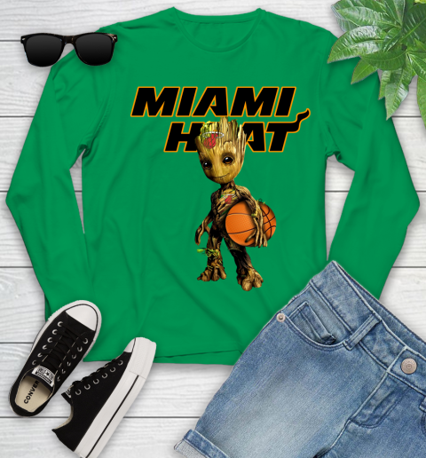 Miami Heat NBA Basketball Groot Marvel Guardians Of The Galaxy Youth Long Sleeve 6