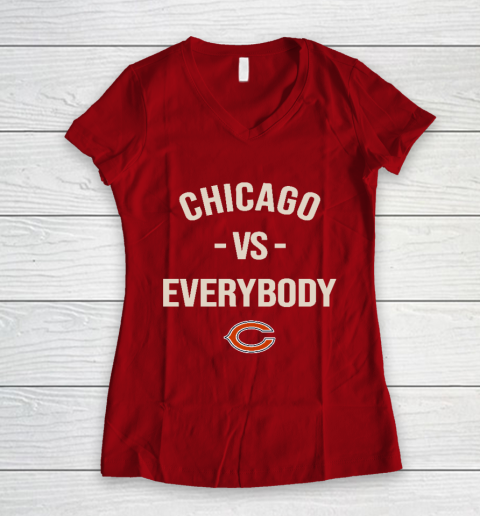 Chicago Bears Vs Everybody Women's V-Neck T-Shirt 8