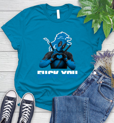 NHL Detroit Lions Deadpool Love You Fuck You Football Sports Women's T-Shirt 10