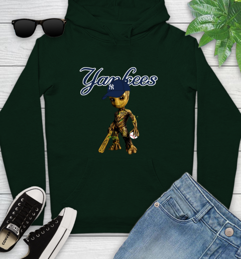 MLB New York Yankees Groot Guardians Of The Galaxy Baseball Youth Hoodie 13