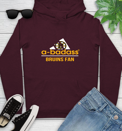 NHL A Badass Boston Bruins Fan Adidas Hockey Sports Youth Hoodie 7