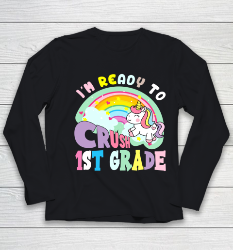 Back to school shirt ready to crush 1st grade unicorn Youth Long Sleeve