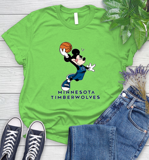 NBA Basketball Minnesota Timberwolves Cheerful Mickey Mouse Shirt Women's T-Shirt 10