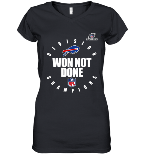 Nfl Playoffs 2020 Won Not Done Division Champions Buffalo Bills Women's V-Neck T-Shirt
