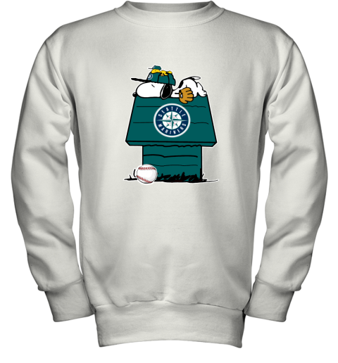 Seattle Marinerssnoopy And Woodstock Resting Together MLB Youth Sweatshirt