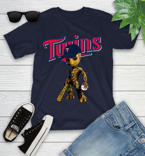 MLB Minnesota Twins Groot Guardians Of The Galaxy Baseball Youth T-Shirt 3