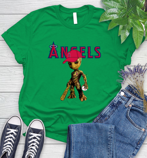 MLB Los Angeles Angels Groot Guardians Of The Galaxy Baseball Women's T-Shirt 6