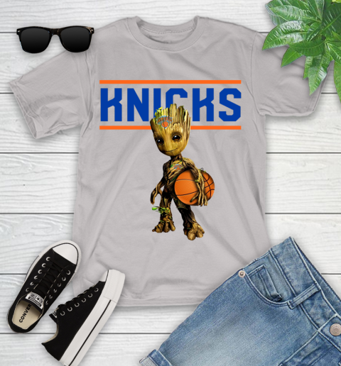 New York Knicks NBA Basketball Groot Marvel Guardians Of The Galaxy Youth T-Shirt 12