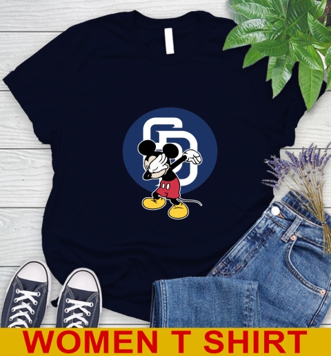 San Diego Padres MLB Baseball Dabbing Mickey Disney Sports Women's T-Shirt 3