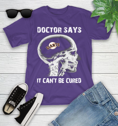 MLB San Francisco Giants Baseball Skull It Can't Be Cured Shirt Youth T-Shirt 3