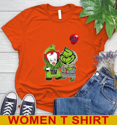 New York Giants Baby Pennywise Grinch Christmas NFL Football Women's T-Shirt 4