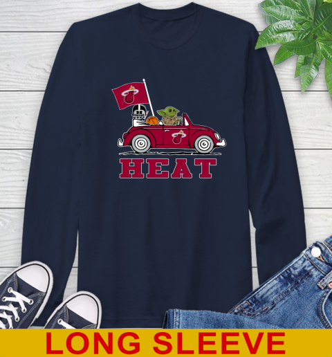 NBA Basketball Miami Heat Darth Vader Baby Yoda Driving Star Wars Shirt Long Sleeve T-Shirt 4