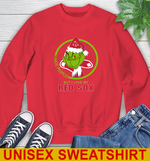 Boston Red Sox MLB Christmas Grinch I Hate People But I Love My Favorite Baseball Team Sweatshirt 10