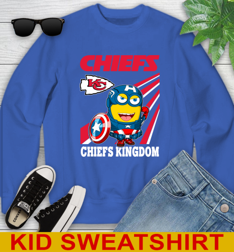 NFL Football Kansas City Chiefs Captain America Marvel Avengers Minion Shirt Youth Sweatshirt 6