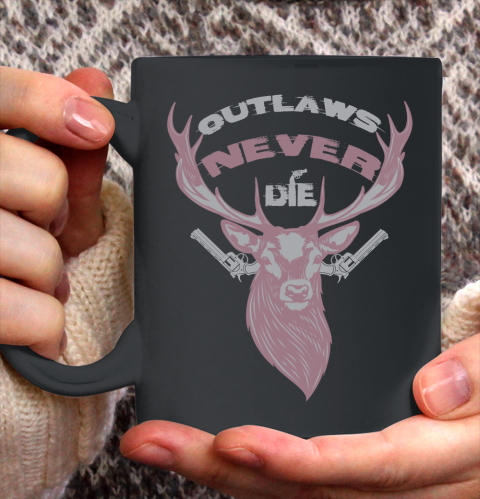 Outlaws Never Die Deer And Gun Ceramic Mug 11oz