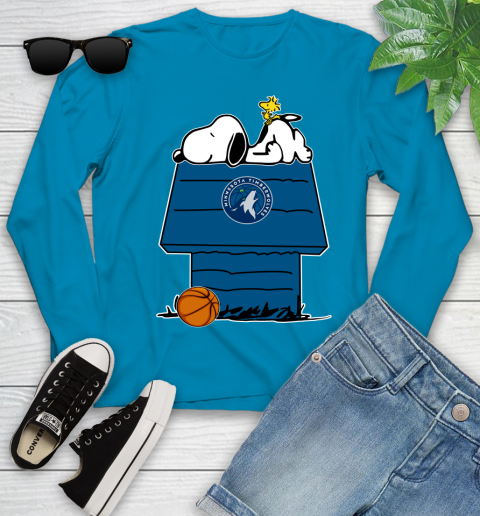 Minnesota Timberwolves NBA Basketball Snoopy Woodstock The Peanuts Movie Youth Long Sleeve 7