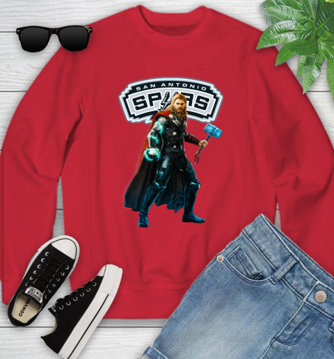 NBA Thor Avengers Endgame Basketball San Antonio Spurs Youth Sweatshirt 9