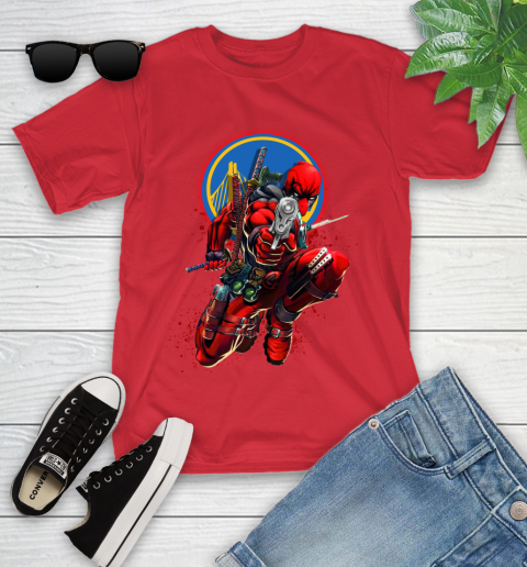 NBA Deadpool Marvel Comics Sports Basketball Golden State Warriors Youth T-Shirt 10