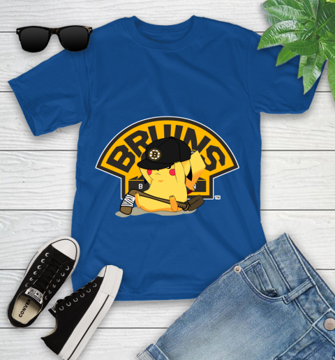 NHL Pikachu Hockey Sports Boston Bruins Youth T-Shirt 9