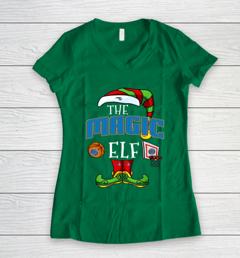 Orlando Magic Christmas ELF Funny NBA Women's V-Neck T-Shirt 3