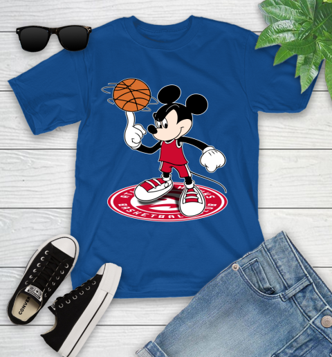 NBA Basketball Atlanta Hawks Cheerful Mickey Disney Shirt Youth T-Shirt 9