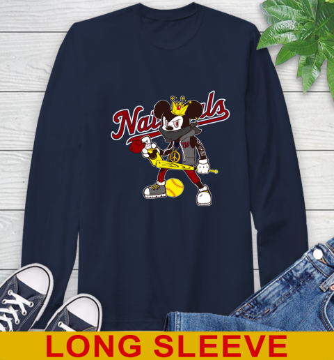 Washington Nationals MLB Baseball Mickey Peace Sign Sports Long Sleeve T-Shirt 4