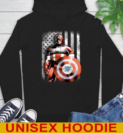 Oklahoma City Thunder NBA Basketball Captain America Marvel Avengers American Flag Shirt Hoodie