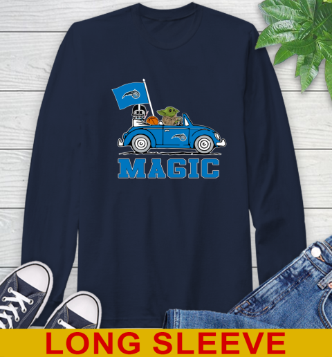 NBA Basketball Orlando Magic Darth Vader Baby Yoda Driving Star Wars Shirt Long Sleeve T-Shirt 4