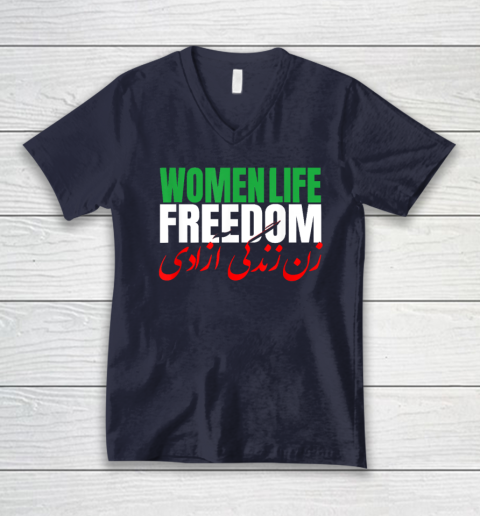 Iran Zan Zendegi Azadi Persian Woman Life Freedom V-Neck T-Shirt 2