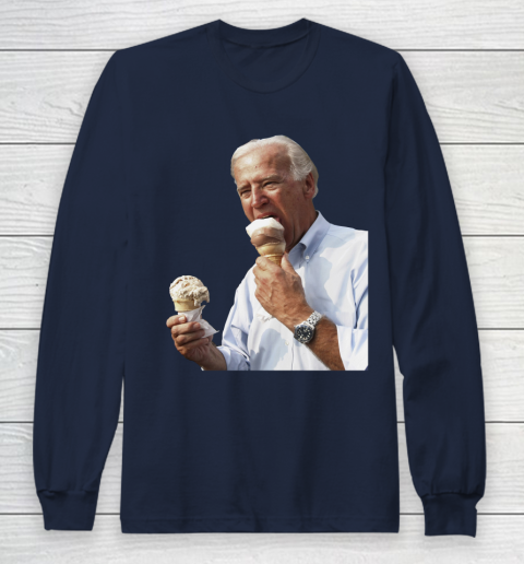 Joe Biden Eating Ice Cream Long Sleeve T-Shirt 2