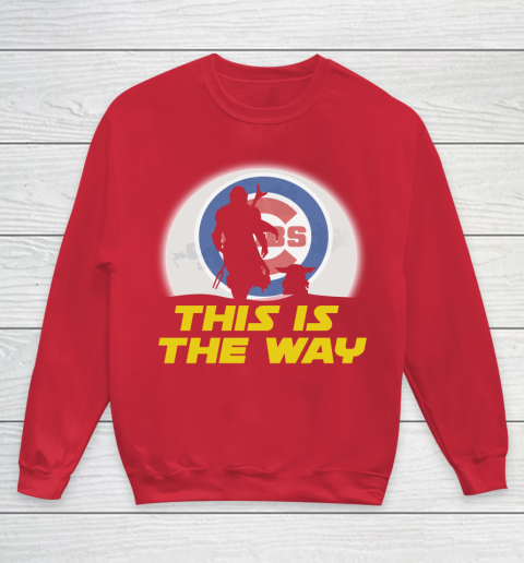 Chicago Cubs MLB Baseball Star Wars Yoda And Mandalorian This Is The Way Youth Sweatshirt 7
