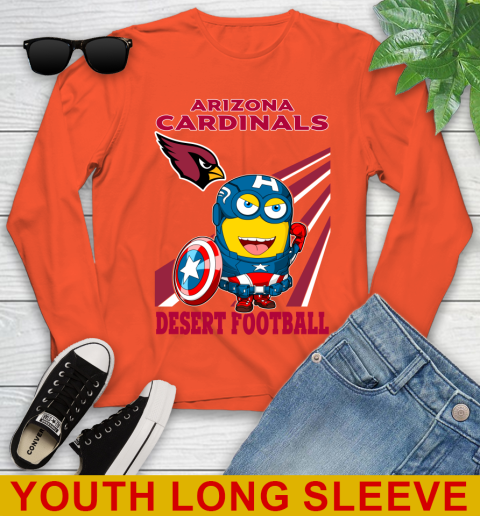 NFL Football Arizona Cardinals Captain America Marvel Avengers Minion Shirt Youth Long Sleeve 3