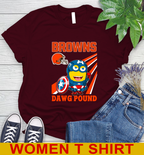 NFL Football Cleveland Browns Captain America Marvel Avengers Minion Shirt Women's T-Shirt 6
