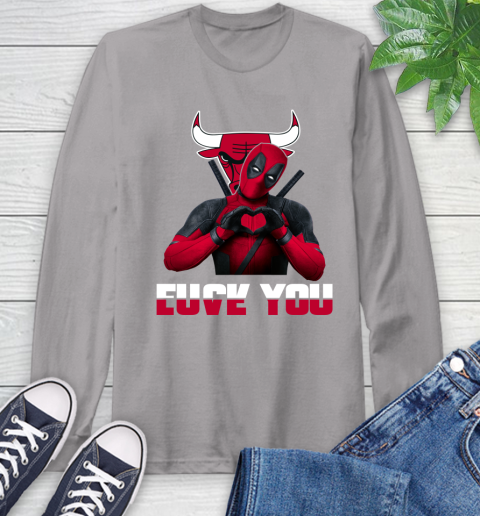 NBA Chicago Bulls Deadpool Love You Fuck You Basketball Sports Long Sleeve T-Shirt 6